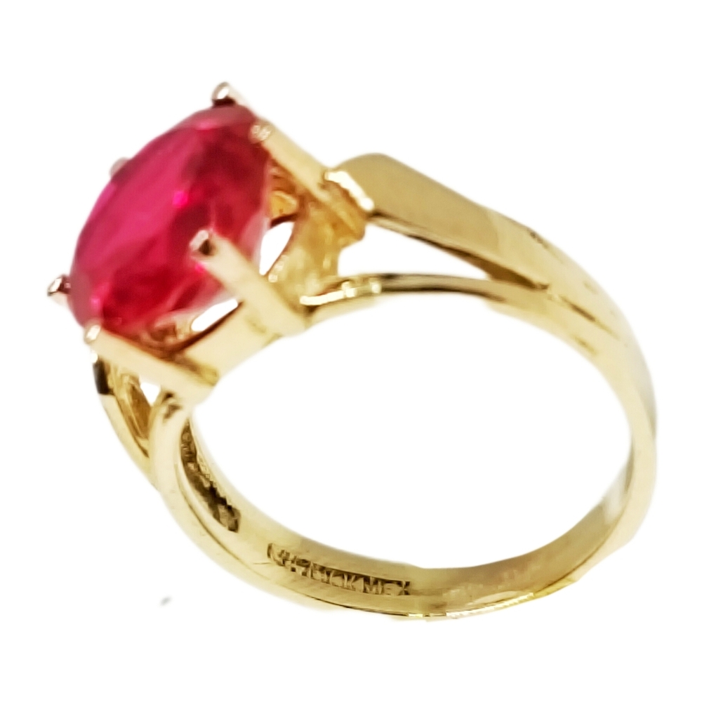10k Gold Ring With Created Ruby - image 5